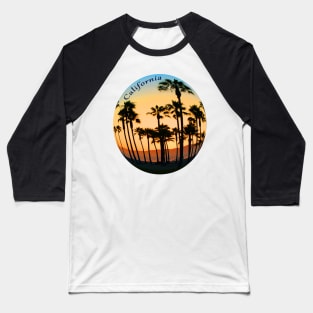 Palm Trees in a Golden Glow sunset sky in Los Angeles California Beach Baseball T-Shirt